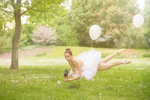 Jonge Elevin zweeft over een weide