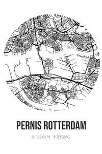 Pernis Rotterdam (Süd-Holland) | Karte | Schwarz-Weiß von Rezona