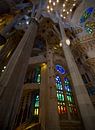 De prachtige kleurrijke binnen kant van de Sagrada Familia von Guido Akster Miniaturansicht