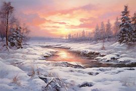 Neige d'hiver sur Peintures accrocheuses