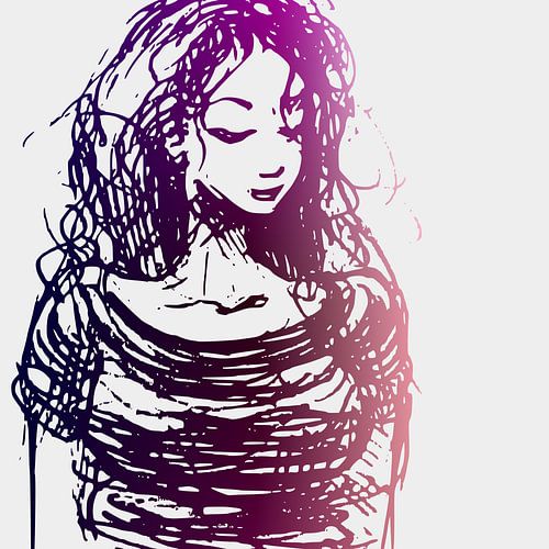 Roze lila portret op lichtgrijze achtergrond