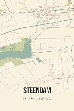 Vintage landkaart van Steendam (Groningen) van Rezona