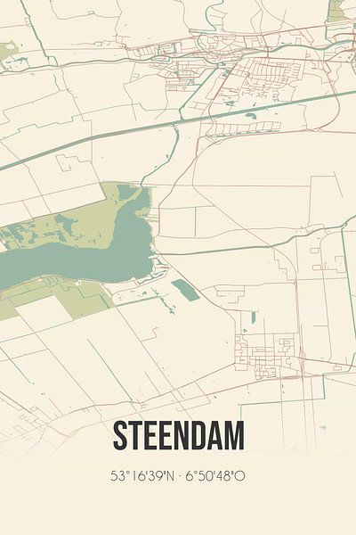 Vintage map of Steendam (Groningen) by Prints of Place