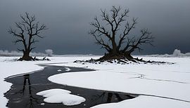 winters rivierlandschap