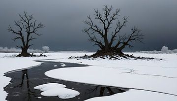 winters rivierlandschap van Nick Wendt