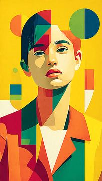 Mystiek abstract portret van een vrouw in kleurrijke mist van Aden Pink Studio