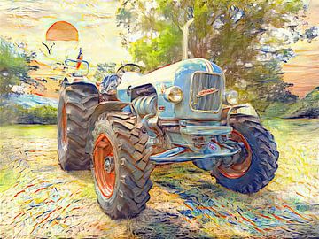 Tractor Eicher Mammut Allrad Style van van Gogh "De zon" van Christian Lauer