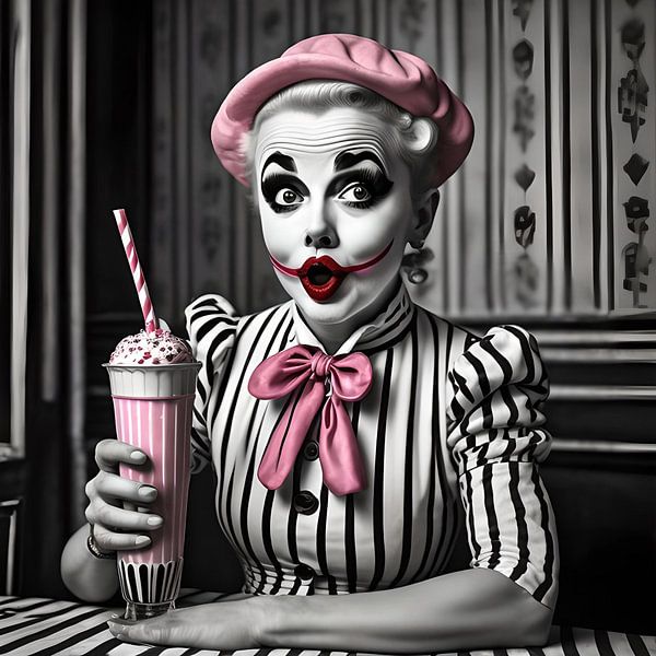Pierrot met milkshake van Gert-Jan Siesling