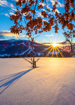 Winter zonsondergang