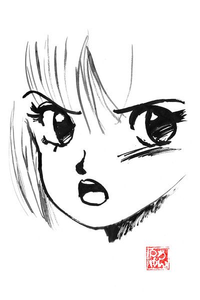80s manga face by Péchane Sumie