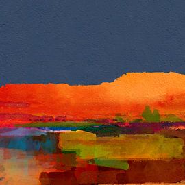 Landschap met heuvels van Andreas Wemmje