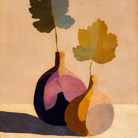 Minimalistisches Stillleben mit Vasen und Blättern von But First Framing