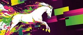 Futuristic horse in colourful motion by Poster Art Shop