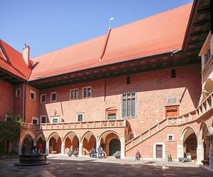 Cour à arcades du Collegiom Maius, Cracovie, Petite Pologne, Pologne, Europe