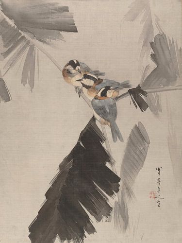 Watanabe Seitei - Birds on a branch (1887)