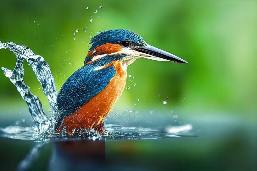 Eisvogel taucht aus dem Wasser von Animaflora PicsStock