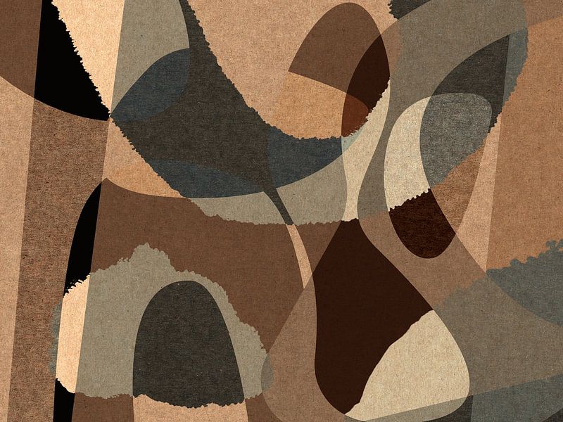 Organic shapes in beige brown and grey. Abstract geometry by Dina Dankers