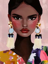 Buntes modernes Porträt von Carla Van Iersel