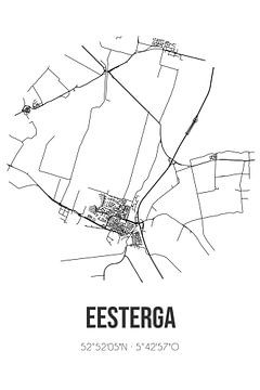 Eesterga (Fryslan) | Landkaart | Zwart-wit van Rezona