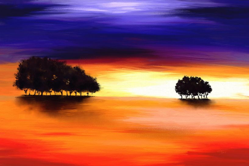 Landscape painting in purple and orange by Tanja Udelhofen