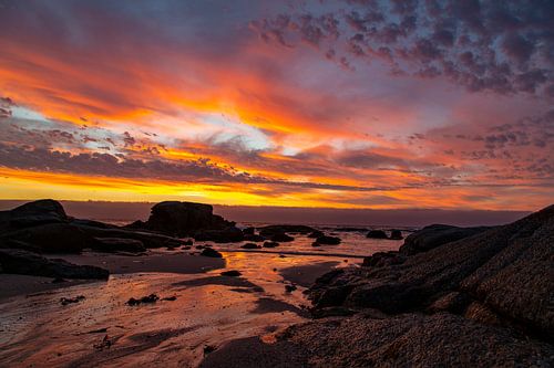 Zonsondergang Bloubergstrand Beach, Tafelberg Zuid Afrika