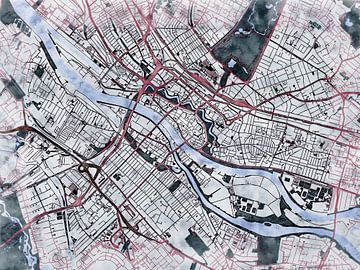 Kaart van Bremen centrum in de stijl 'White Winter' van Maporia
