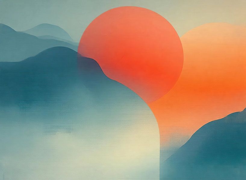 Blue Hills Orange Sun by Modern Collection
