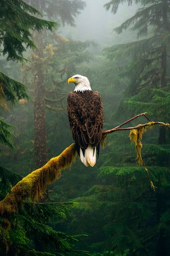 Bald Eagle im Nebelwald