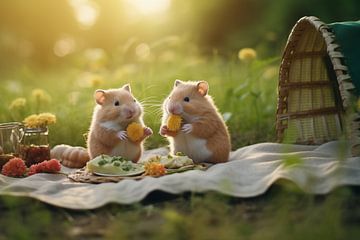 Twee hamsters en hun betoverende picknick #5 van Ralf van de Sand
