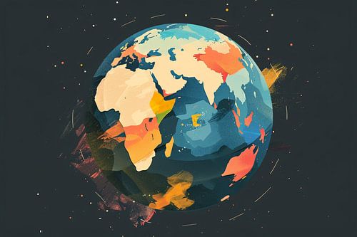 Monde abstrait coloré avec des étoiles