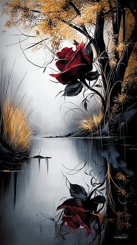 Rose in Rot, Schwarz oder Gold