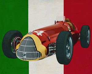 Alfa Romeo 158 Alfetta met de Italiaanse vlag van Jan Keteleer