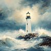 vuurtoren in zee van Gelissen Artworks