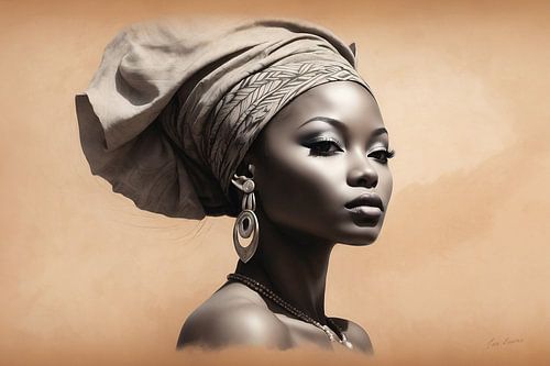 Gemälde einer afrikanischen Frau auf Leinwand