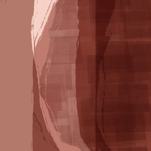 Moderne abstracte kunst in roze terra en warm bruin.