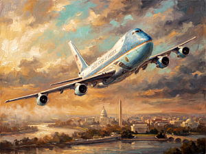 Air Force One hebt ab
