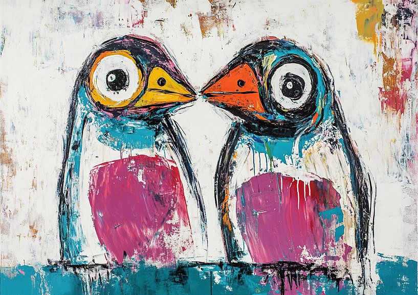 Pinguïn | Kleurrijke Pinguïns van ARTEO Schilderijen
