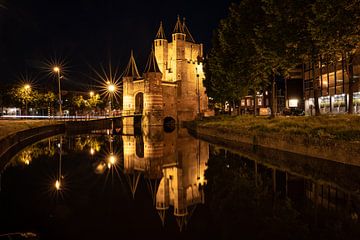 Amsterdamse Poort in Haarlem in the evening by Robert Gort