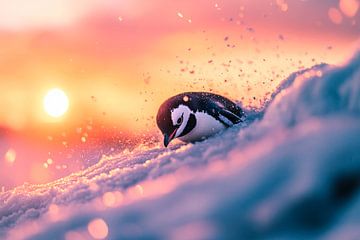 Ptarmigan in een winterse zonsondergang van Poster Art Shop