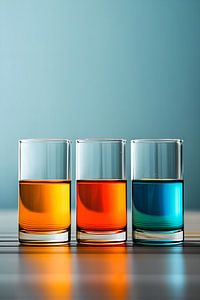 verschiedenfarbige Alkoholgläser