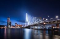 Rotterdam Erasmusbrug Avond Zwart-Kleur van Niels Dam thumbnail