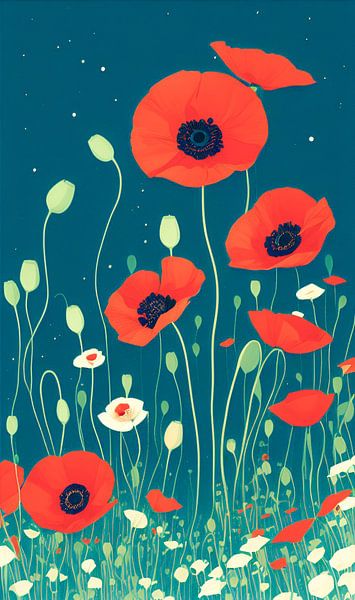 Coquelicots la nuit par Niek Traas