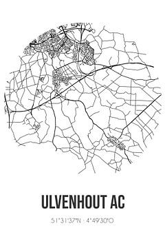 Ulvenhout AC (Noord-Brabant) | Karte | Schwarz und Weiß von Rezona