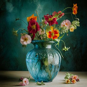 Sommerblumen Stillleben in Vase von Vlindertuin Art