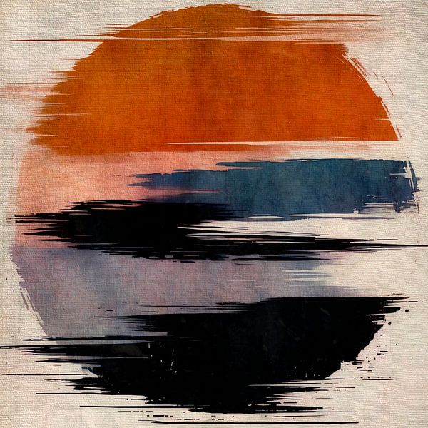 Modern Abstrakte Japandi Wabi Sabi Sonne Kunst von FRESH Fine Art