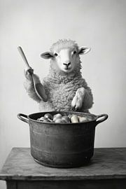 Schaf am Herd von Poster Art Shop