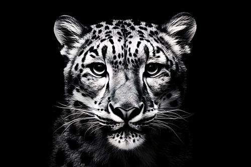 Zwart-wit luipaard portret