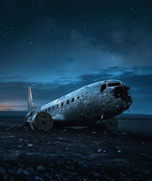 Flugzeugwrack von fernlichtsicht