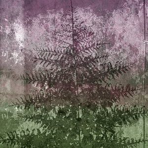 Abies somnium - Botanique abstraite minimaliste en violet et vert sur Dina Dankers