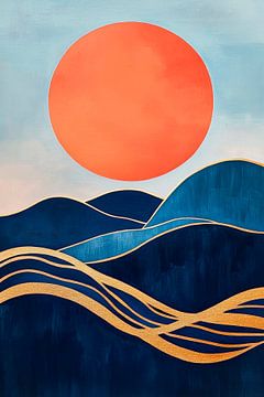 Sonnerover the blue sea of waves by Poster Art Shop